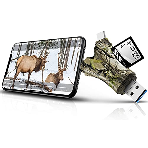 SUNTRSI Trail Camera Viewer SD Card Reader,4 in 1 SD and Micro SD Memory Card Reader Compatible