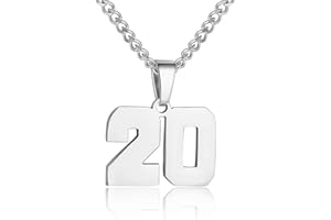 SUSOOK Number Necklace for Boy Silver Athletes Number Chain Stainless Steel Charm Pendant Personalized Sports Jewelry for Men Basketball Baseball Football
