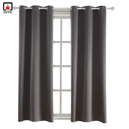 Begoodtex Inherent Flame Fire Retardant Blackout Curtains Grey