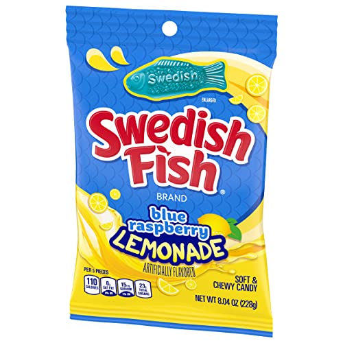 SWEDISH FISH BLUE RASPBERRY LEMONADE SOFT & CHEWY GUMMY CANDY, 8.04 OZ