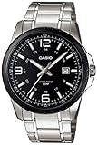 Casio Men's Core MTP1328BD-1A1V Silver Stainless-Steel Quartz Watch with Black Dial