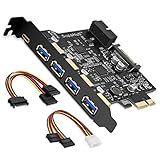 SupaHub PCI-E to Type C (1), Type A (4) USB 3.0 5-Port PCI Express Expansion Card, Capable of Expanding + 2 USB 3.0 Ports with Internal 20-Pin Connector, Includes Drivers & Power Cables