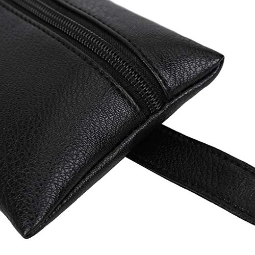 Sunshinehomely Fashion Women Girls Pure Color Tassel Leather Waist Pack Bags Handbag Messenger Shoulder Bag Chest Bag (Black)