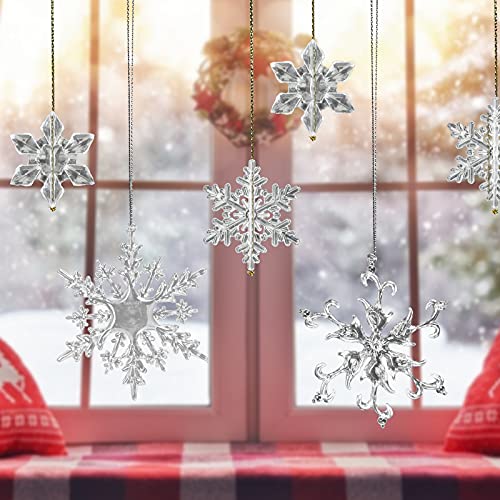 VGOODALL 48pcs Christmas Snowflake Icicle Decorations, Snowflake Icicles Ornaments Set Acrylic Christmas Ornaments for Christmas Tree Outdoor Party Decoration Craft Projects