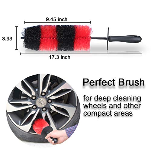 Premium Wheel /Rim Cleaning Brush Long Soft Bristle,Car Wheel Brush,Rim Tire Detail Brush,Multipurpose use For Cleaning Wheels,Rims,Exhaust Tips,Motorcycles,Bicycles, Grills,Engine (CCS-002)