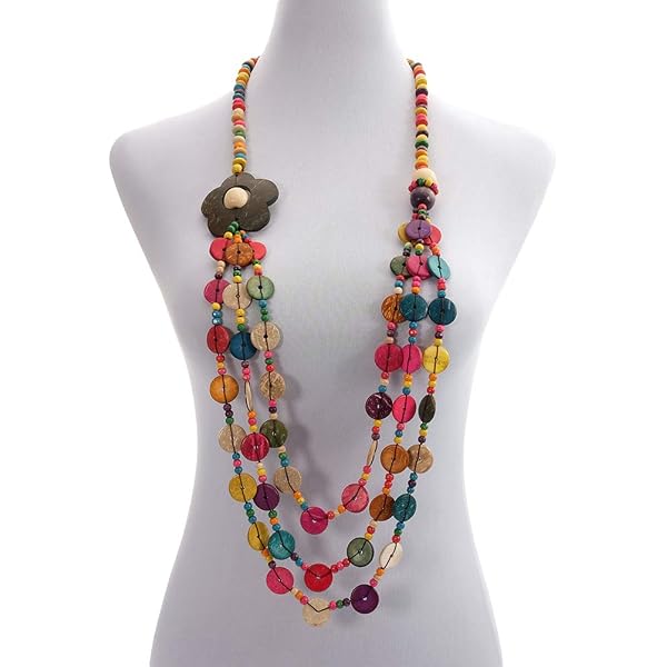 African Ankara Necklace & Earrings Set - Multilayer Rope Choker, Handmade, 54cm Length - View #2