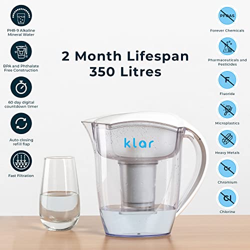 3,5 l Wasserfilter Kanne mit Fluorid Wasserfilter - Wasser Filtersystem Entfernt Fluorid, Blei, Mikroplastik, PFOA, PFAS - Alkalischer PH-Wert von Klar Water thumbnail 3