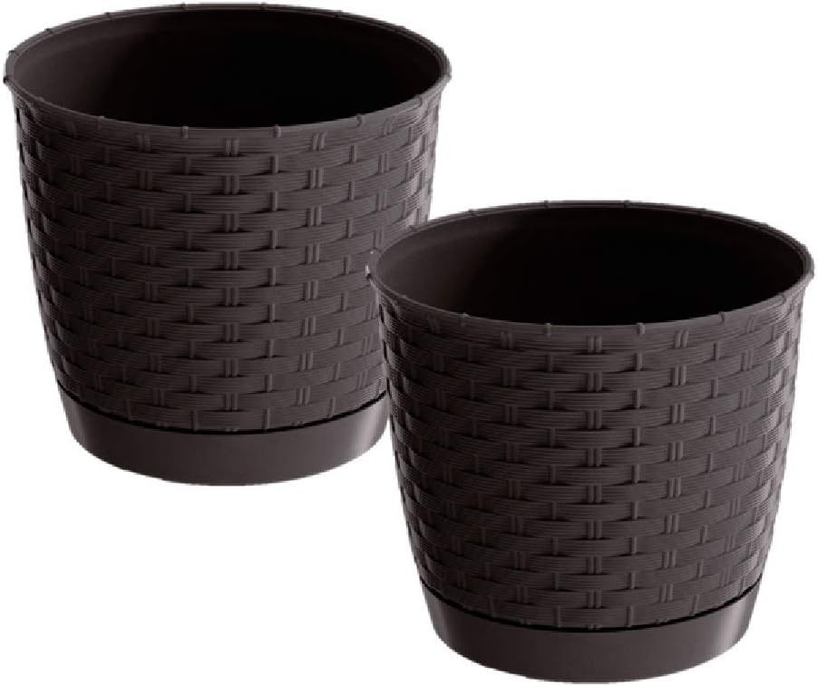 Set of 2 Flower Pot Rattan Plant Pots, brown