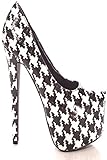 Lolli Couture ZIG ZAG PRINTED POINTED TOE 6 INCH HIGH PLATFORM HEEL 8 white