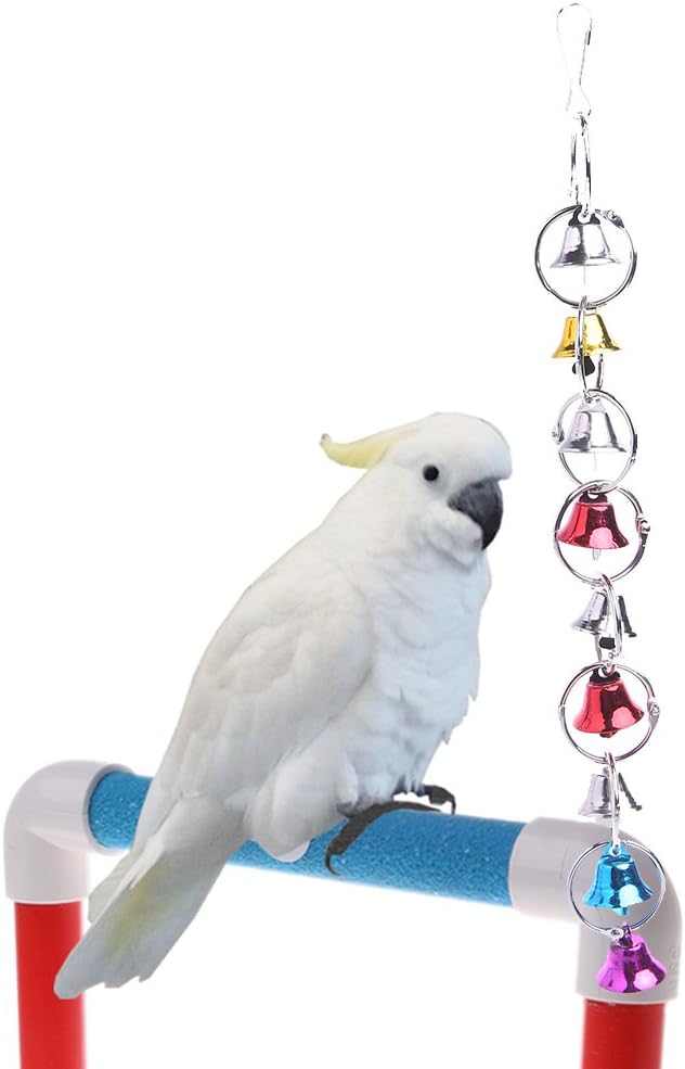 NNDA CO Pet Bird Bell Toys Chew Parrot Ring Hanging Swing Cage Cockatiel Parakeet Toy One Piece,Metal