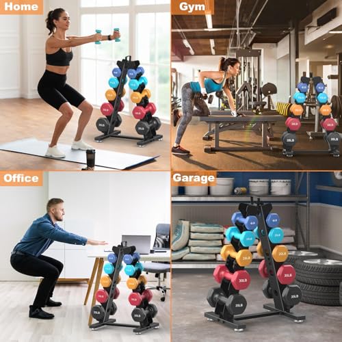 Dumbbell Rack Stand Only, Weight Rack for Dumbell Set, Home Gym Storage Stand, for Weights Metal A-Frame Strength Training Dumbbell Holder, with Handle, Dumbells not Included