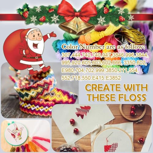 Embroidery Floss 54 skeins Crossstitch Thread - Bracelets String - 50Pcs Embroidery Thread and Free Set of 4pcs Metallic Thread