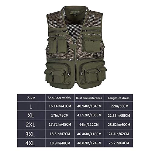 LAANCOO Anglerweste Weste Jacke Outdoor Schnelltrocknend Reise Multi-Pocket Atmungsaktiv Männlich Grün (ON) – Bild 4