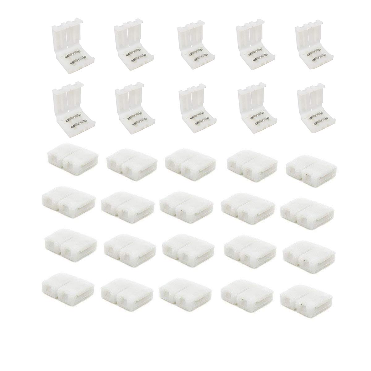 zmtyuguan 30pcs/Pack 2Pin Single Color LED Light Strip Connector - Gapless Strip to Strip - Box Adapter for 8mm Single Color 3528 SMD LED Strip Lighting