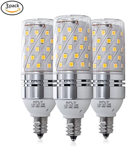 E12 LED Bulbs, 12W LED Candelabra bulb 80 Watt Incandescent Equivalent, 1080lm, Decorative Candle Base E12 Non-Dimmable LED Chandelier Bulbs, Warm White 3000K LED Lamp, Pack of 3