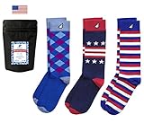 Mens Dress Socks Fun Crazy Colorful Gift 5-Pack Awesome Happy, Made in America