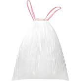 WAIKAS Trash Bags 13 Gallon, Tall Kitchen Drawstring, Unscented, White,28ct | Tall Kitchen Garbage Bags, 63x70cm, 1.41-mil, Resists Leaks, Punctures &amp; Rips for Home Office Use