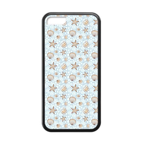 Generic Customize Unique Vintage Starfish Design Plastic and TPU Black and White Case Cover for iPhone5C