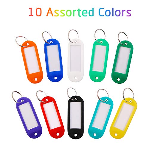 40 Pack Plastic Key Tags with Split Ring Label Window,Key Lables