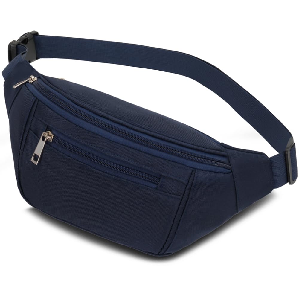 Bumbags Waist Fanny Packs for Men Women, Fashion Bum Bag with Adjustable Belt for Sport Running Hiking Jogging Travel Cycling Walking Dog Boys Ladies ect (DarkBlue)