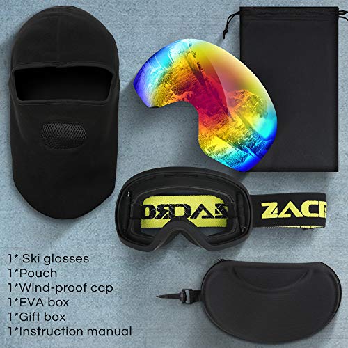 image for Zacro Ski Goggles -Large Spherical Framless Snowboard Goggles for Men 