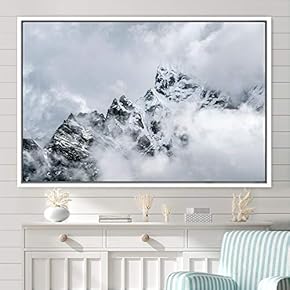 signwin Framed Canvas Wall Art Snow Mountain Cool...