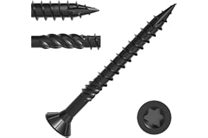VGBUY Deck Screws #8 x 2 Inch Heavy Duty Exterior Wood Screws,Torx Drive Head Deck Screw Black Rust Resistant Epoxy Coated,Long Outdoor Decking Screws with Star Bit,for Fence,Timber (105pcs)