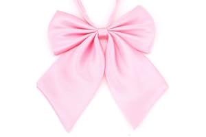 AKOAK Adjustable Pre-tied Bow Tie Solid Color Bowties for Women ties,Pink