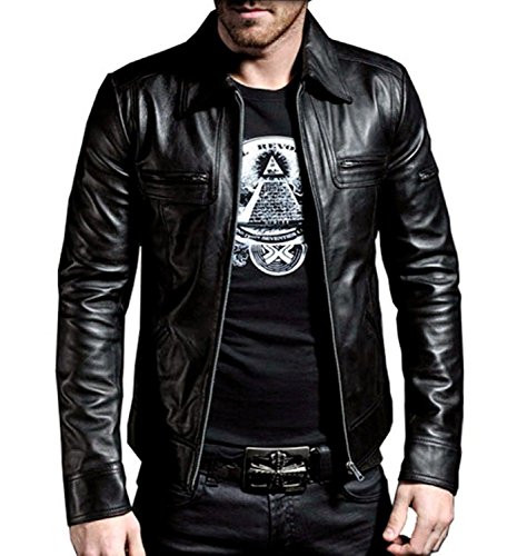 Mens Leather Jackets Motorcycle Bomber Biker Black Real Leather Jacket Men