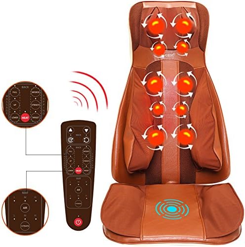 GESS Back Massager Shiatsu Massage Seat Cushion with Heat Function, Deep Kneading Self-Massager with Vibrations - Helps Relieve Muscle Soreness for Back and Neck
