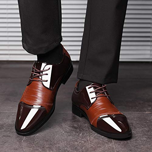New!!!!! Respctful ♫♫Men's Fashion Dress Shoes Oxford Lace Up Walk Oxford for Men Formal Leather Mens Shoes Brown - Thumbnail 2