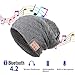 Pococina Upgraded 4.2 Bluetooth Beanie Music Hat Winter Knit Hat Cap Wireless Headphone Musical Speaker Beanie Hat as Christmas Birthday Gifts for Men Women Teen Girls Boys, Built-in Mic - 028 Gray