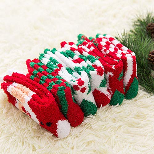 Gellwhu Christmas Fuzzy Socks for Women Girls Gifts Cute Fun Cozy Fluffy Winter Warm Slipper Xmas Holiday Socks