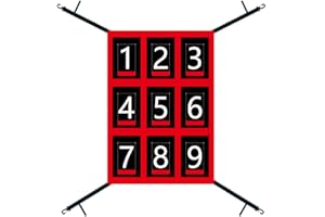 Waterproof Adjustable Baseball Strike Zone Target Net,Numbered Pitching Target,27.56x19.29in Numbered Softball 9 Hole Pitchin