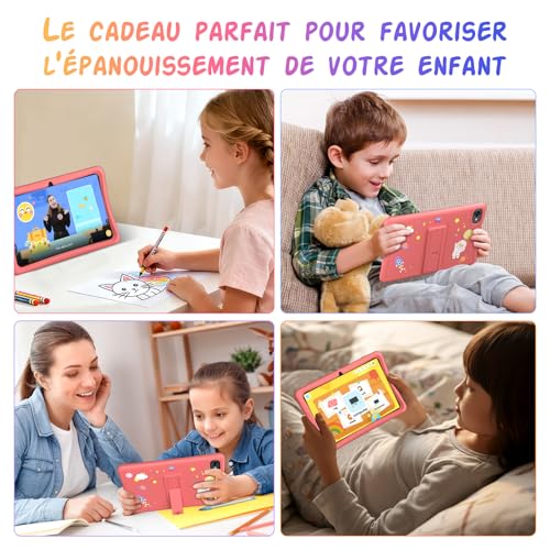 10 Inch Android 16 Tablet for Children 3-14 Years Educative, 16GB (4+12) RAM + 64GB ROM/2TB TF, Parental Control, GMS, 5000mAh, WiFi6, 4 Year Warranty, Tablet with Stylus, Pink