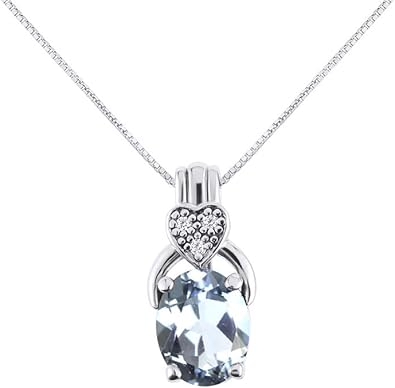 Amazon Com Rylos Necklaces For Women 14k White Gold Diamond Aquamarine Pendant Necklace With 18 Gold Chain March Birthstone 9x7mm Color Stone Gemstone Jewelry For Women Gold Necklaces For Women