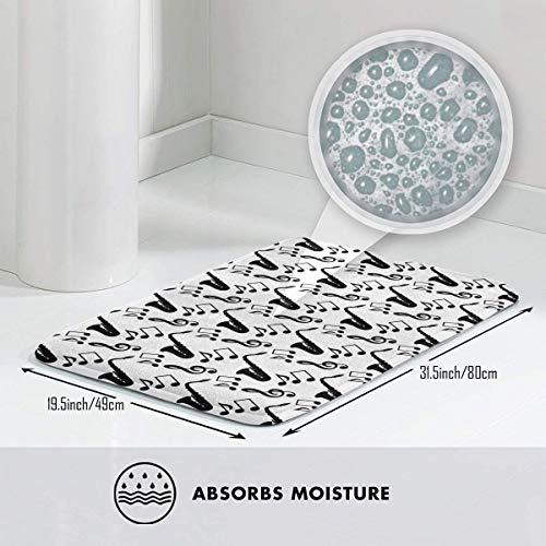 WOWINNER Musical Music Saxophone Doormat Entrance Floor Rug Indoor Mat Non-Slip Flannel for Bedroom Bathroom Living Room Kitchen Home Decorative