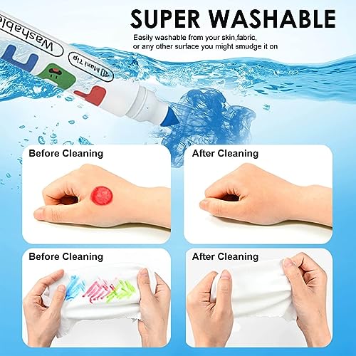 Funto Washable Markers, 24 Assorted Colors, Mess Free Coloring Drawing Markers, Perfect for Halloween Coloring Pages, Safe and Non-Toxic for Toddlers