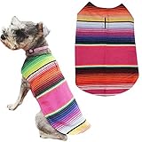 Lamphyface Pet Costume Dog Clothes Poncho Reversible Plaid Coat Apparel Mexican Serape, Small