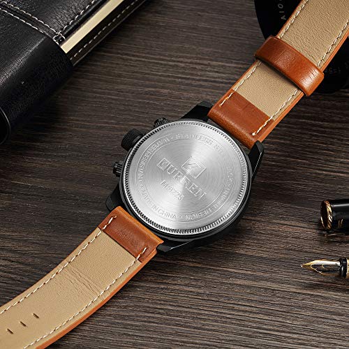 Curren Reloj de pulsera deportivo para hombre, mecanismo de cuarzo, calendario, esfera grande, correa de piel - Imagen 5