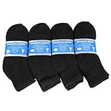 Falari® Diabetic Socks Ankle Unisex 9-11, 10-13, 13-15 Black White 12 Pairs