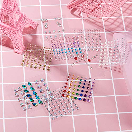 9 Sheets Eye Body Face Gems Jewels Rhinestone Stickers Self Adhesive