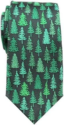 Shindek Mens Printed Silk Necktie Desigher Tie (Green Tree)