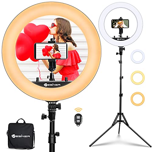 Yesker Ring Light 18 Inch with Stand Tripod Big Selfie Ringlight Adjustable 600…