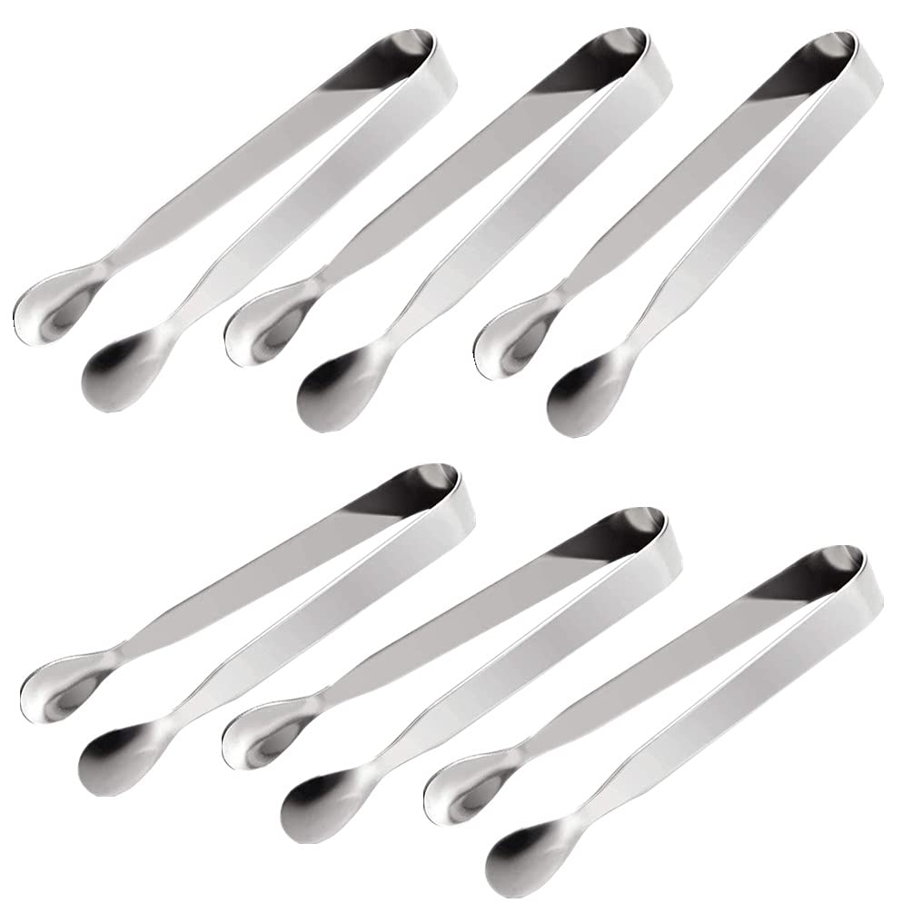 6 Pack Mini Sugar Tongs Stainless Steel Ice Tongs Small Serving Tongs Multi-Purpose Appetizers Tongs for Tea Party Coffee Bar Kitchen by RuiChy