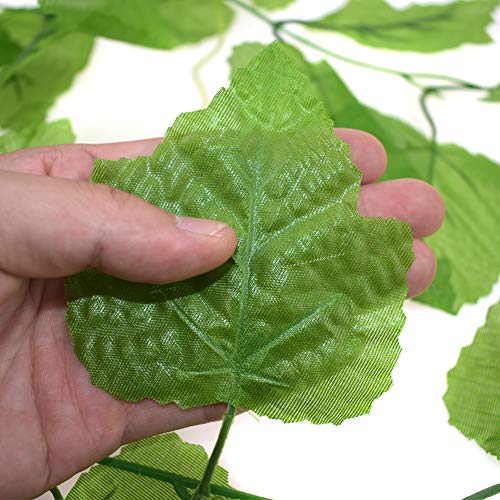 YEDREAM 2 PCS Artificial Grape Vines with 3 Strings Grapes, Each 7.7 Feet Fake Foliage Hanging Plant with 66 Pieces Leaves for Wedding Home Indoor Outdoors Party Garden Wall Decoration(Large Leaves)