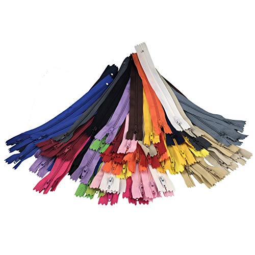 Miukada 100pcs 9 Inch Zippers, Nylon Coil Zippers, Sewing Zippers for Tailor Sewing Crafts(20 Colors)