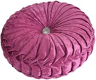 NOVWANG Round Solid Color Velvet Chair Cushion Couch Pumpkin Throw Pillow Home Decorative Floor Pillow,13.39 x 13.39 Inches,Fuchsia