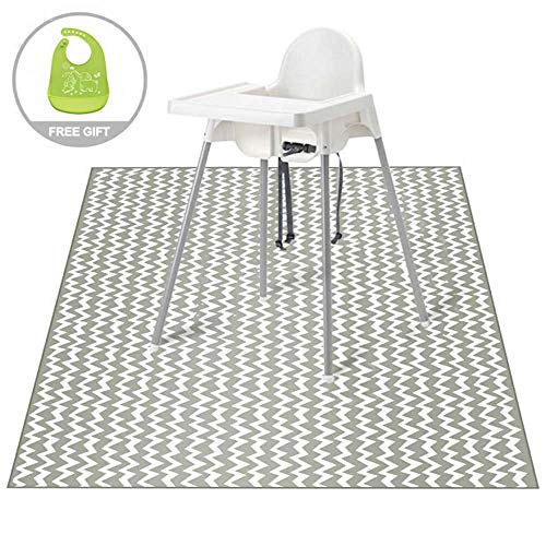 51"Splat Mat for Under High Chair, Waterproof Anti-Slip Floor Mat Washable Baby Food Splash Spill Mess Feeding Mat, Portable Picnic Play Mat and Leak Proof Table Cloth