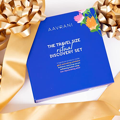 AAVRANI Travel Size Ritual Discovery Set | Unique Gift for Women, Men, Teachers, Moms, Bosses, Nurses, Girlfriends & Bridesmaids | TSA Friendly Skincare Kit and Facial Mask for All Skin Types